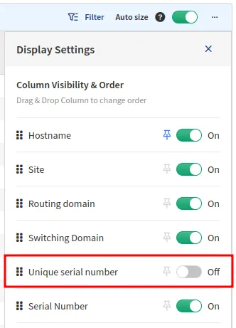 Enable Unique serial number column