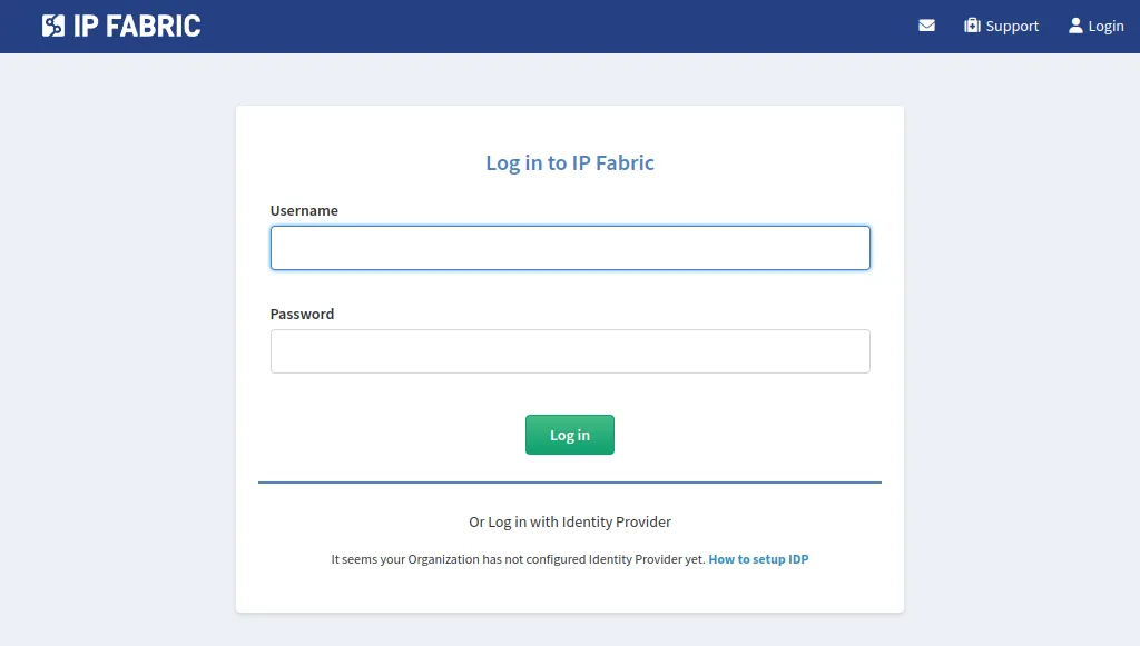 Log in to IP Fabric