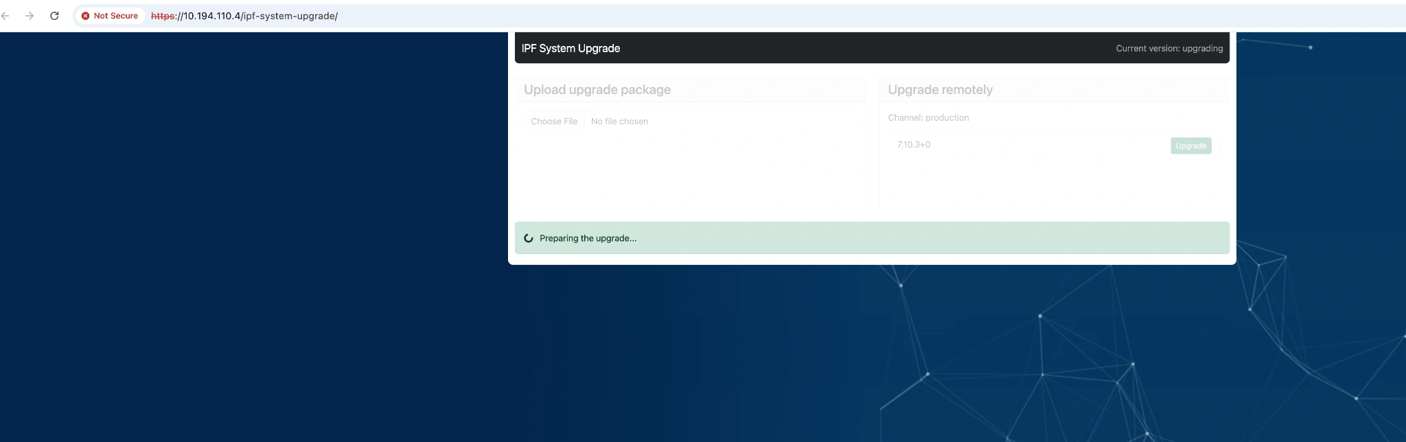 Upgrade progress
