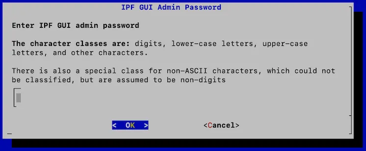 Enter admin user password