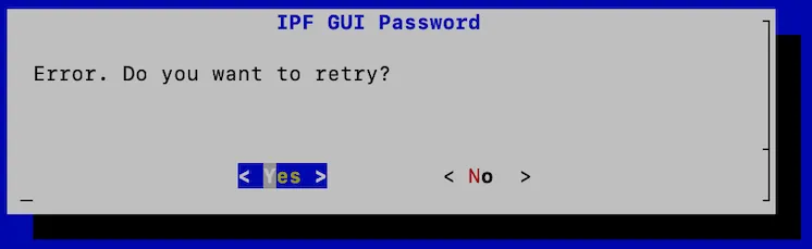 Retry setting an admin password
