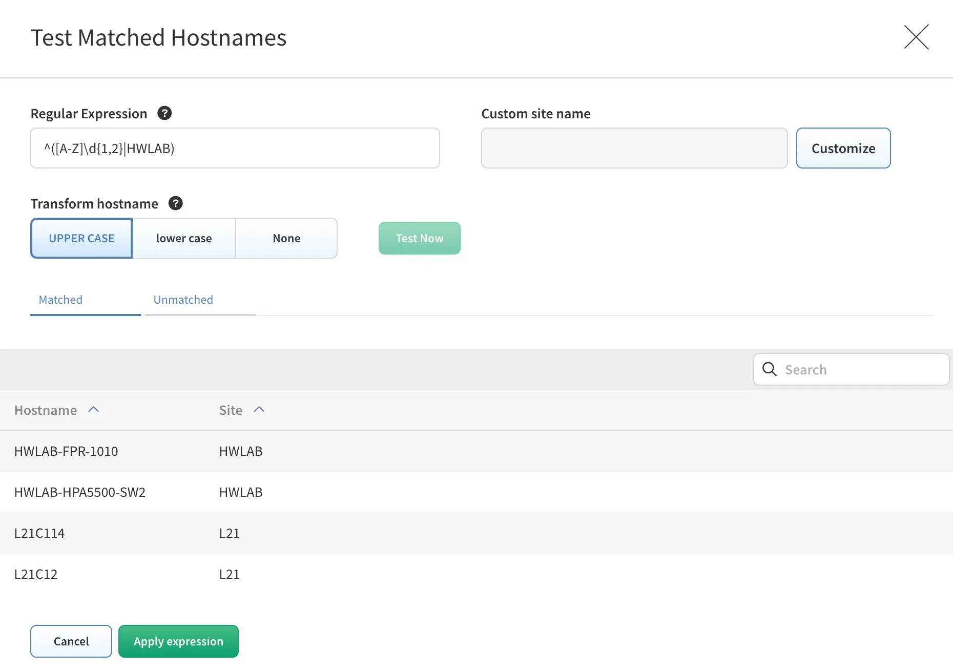 Testing hostname regex