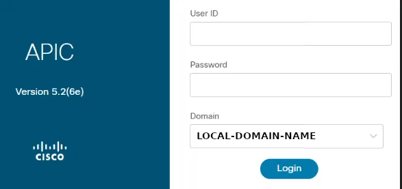 APIC login screen