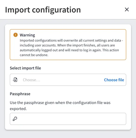 Import Configuration UI