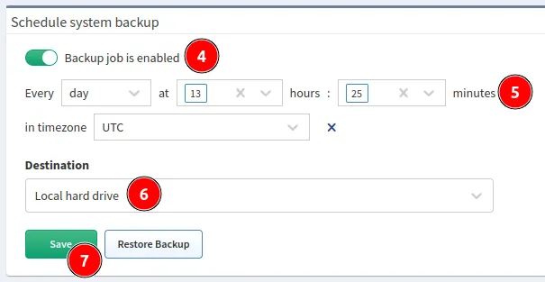 Schedule local backup