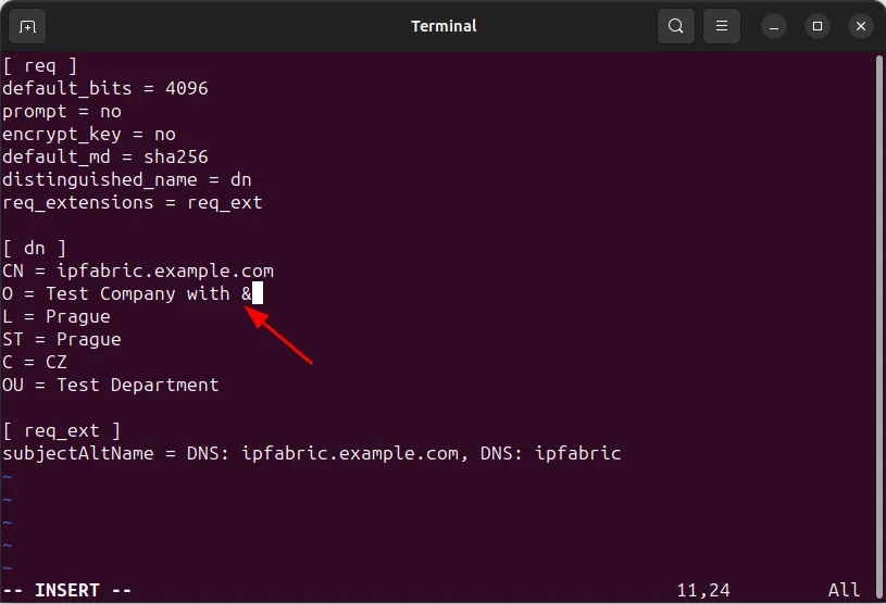 Edit customer.conf file