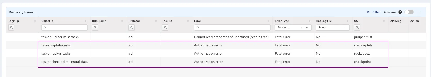 Failed Vendor APIs