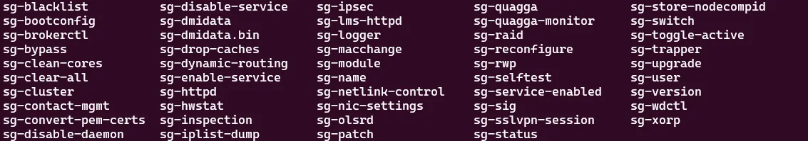List of commands