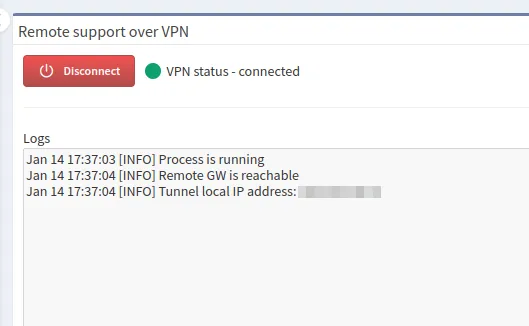 Remote support over VPN - Disconnect