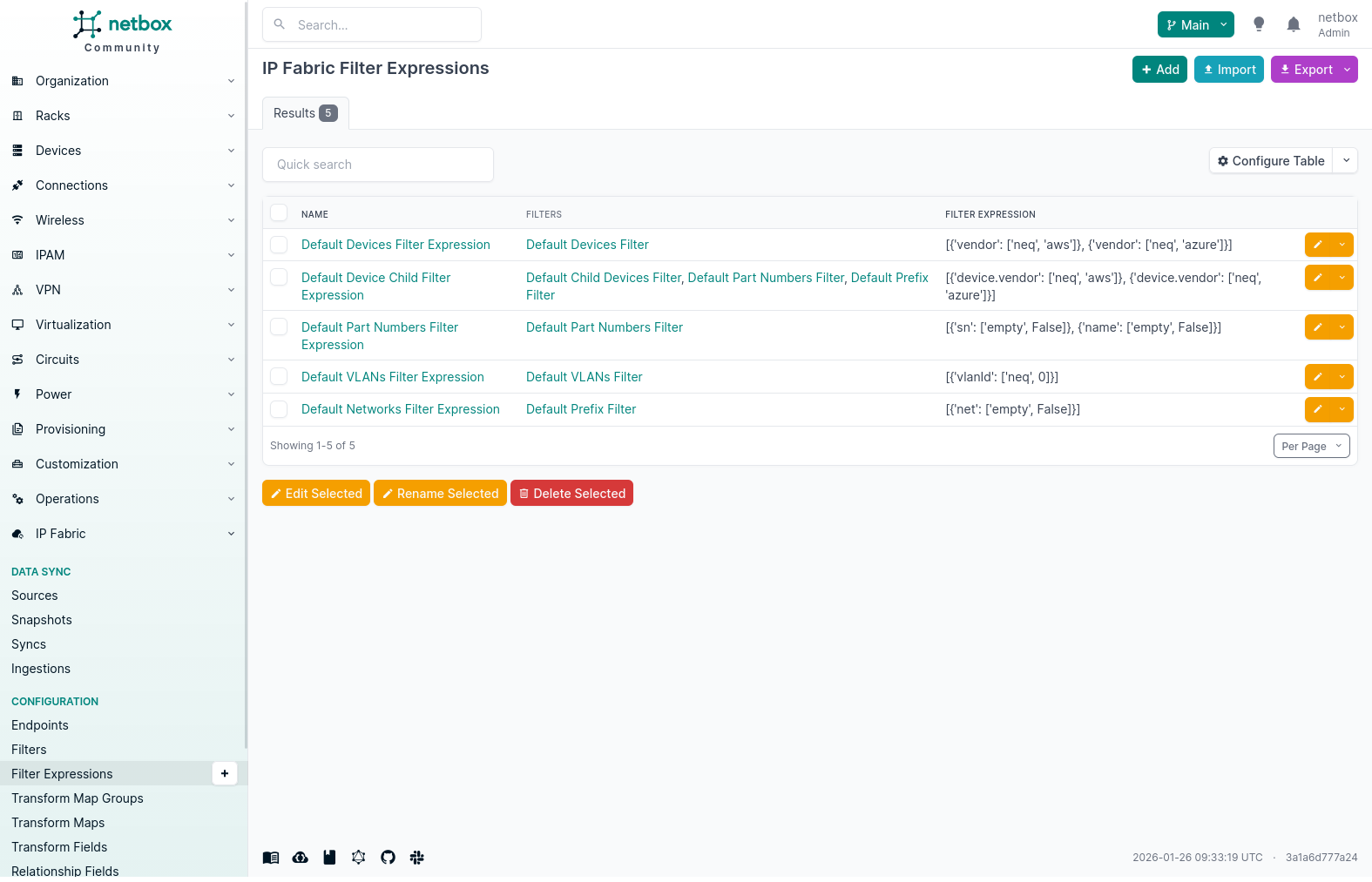 Filter Expression List