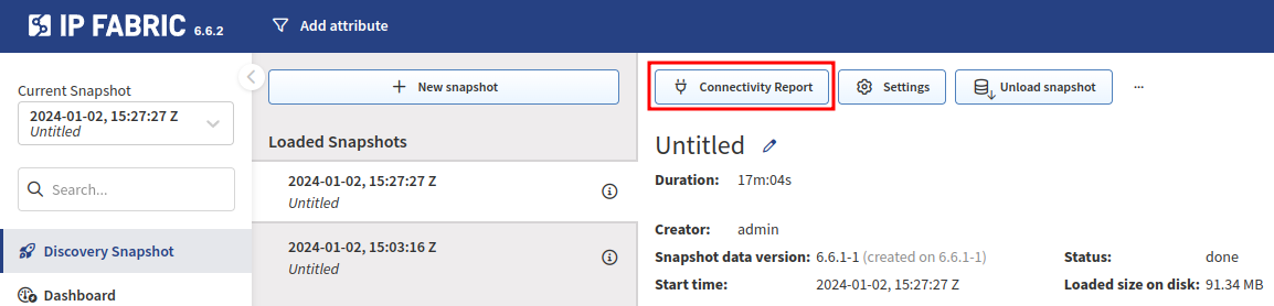Connectivity Report button